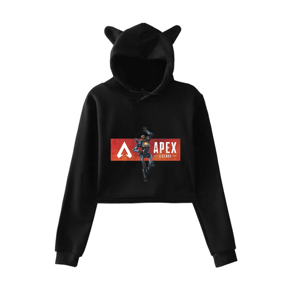 Apex Legends Print Hoodies Sweatshirts Women Cat ears with hood hoodies